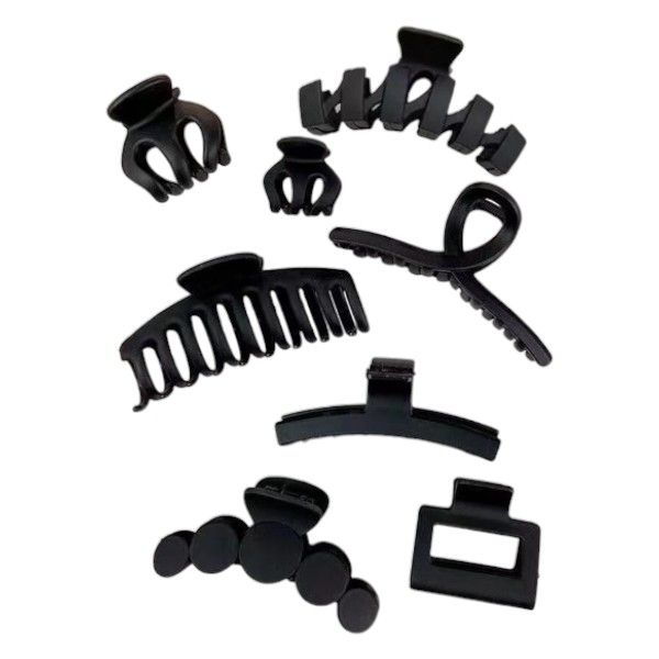 8 Pieces Acrylic Painted Hair Clip Claw Set - Black