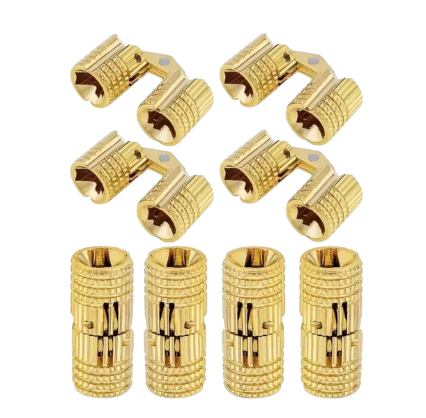 6 Classic Style Brass Barrel Flush Mount 180 Degrees Barrel Hinges