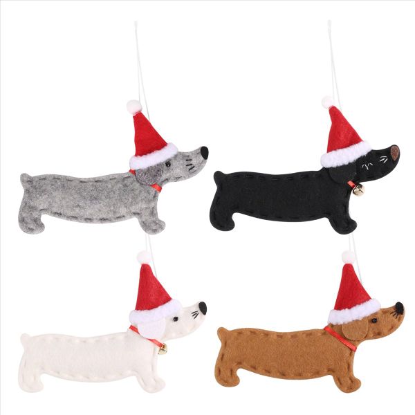 4Pcs Xmas Dachshund Christmas Tree Decoration Pendant Hang For Home