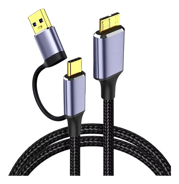 2-in-1 USB-A/C to Micro-B 3.0 Hard Drive Cable 5Gbps