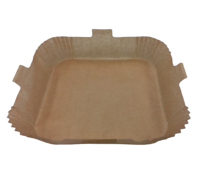 Square 20cm Non-Stick Air Fryer Liners Baking Paper with Handles - 50 Pack