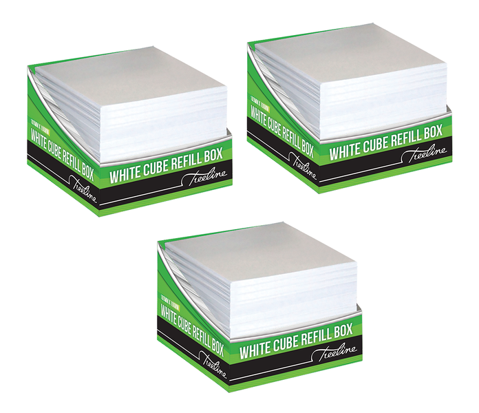 Treeline 95 x 95mm White Memo Cube Boxed - 3 Boxes of Note Paper
