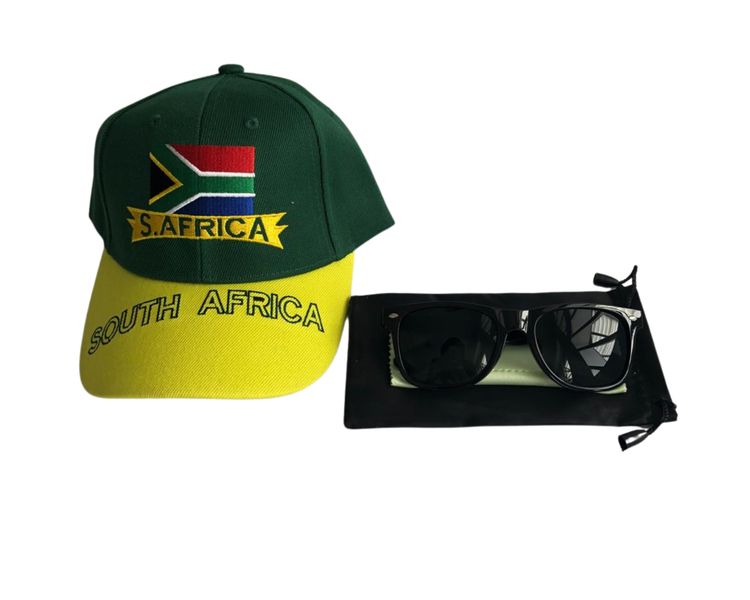 Green and Yellow South Africa Flag Cap &amp; Sunglasses Set