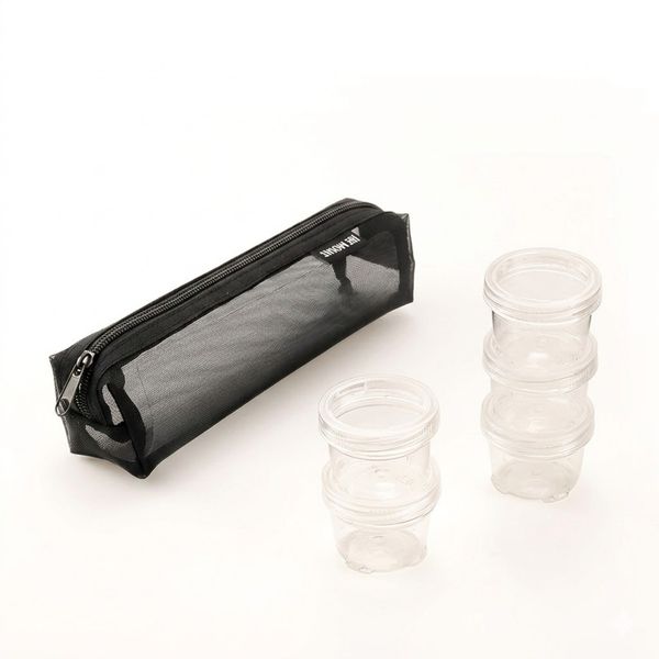 5 piece Stackable Outdoor Seasoning Jar Set - 40ml - Mesh Bag - Khaki