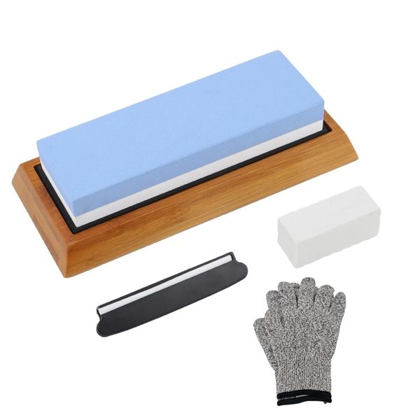 Pruchef - 6-in-1 Knife Sharpening Whetstone with 2 Side Grit - 1000/6000