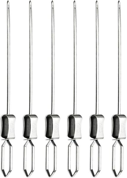 6 Pack Stainless Steel BBQ Skewers with Slider