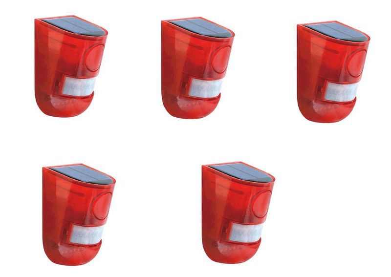 Motion Detector Wall Mounted Solar Powered Security Alarm Lamp-5Pcs