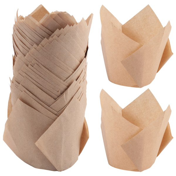 50 Pcs Tulip Cupcake Liners Tulip Baking Paper Cowhide Color