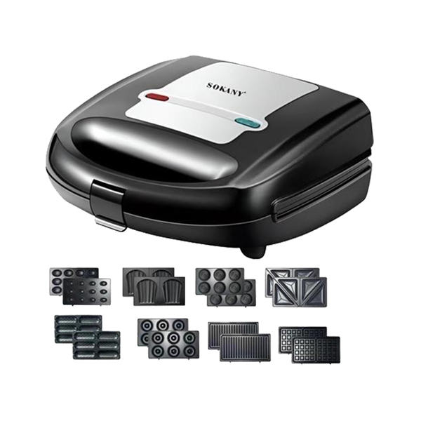 8 In 1 Sandwich Maker Set -Black Interchangeable Plates 2 Sandwich Maker