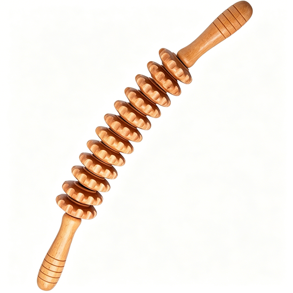 Anti Cellulite Massage - Massage Roller with Handle - Wood - 43 cm