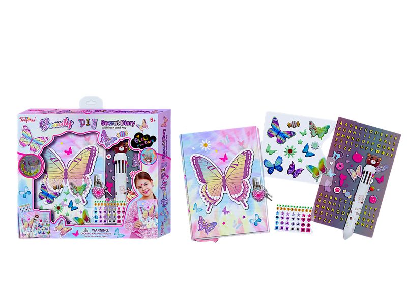 Tokidas Glow in the Dark Secret Diary with Lock and Key - Butterfly Theme