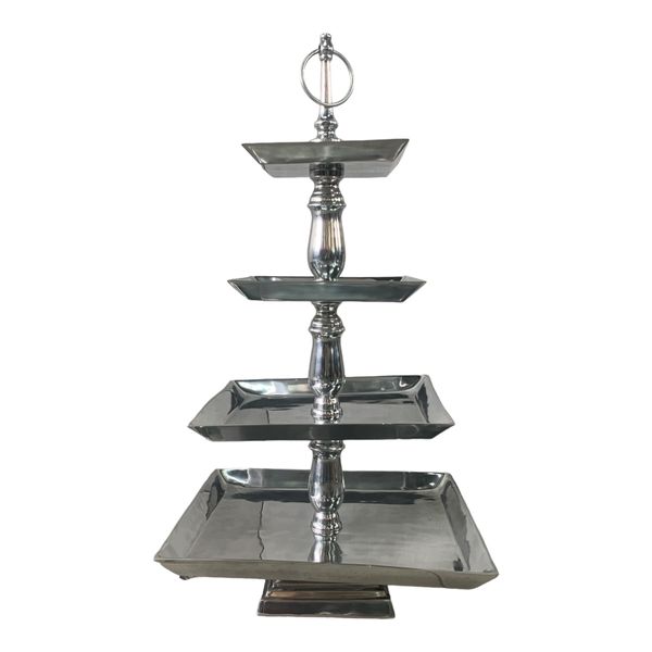 Cake Stand 95cm 4 Tier Square Aluminium