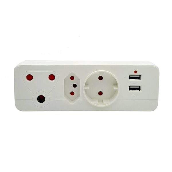 United Electrical 3 Way Multi-Plug Adapter with Double USB