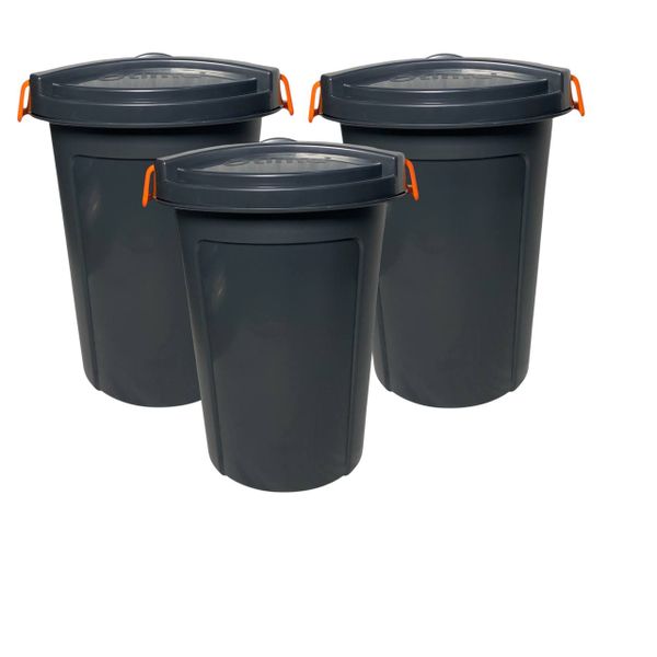 Otima 75L Heavy Duty Plastic Bin Set - 3 Piece with Lids and Carry Handles