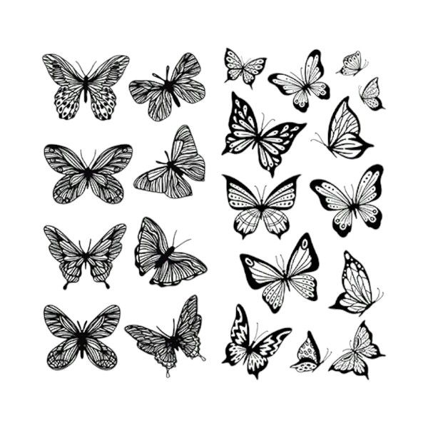 2 Sheets Butterfly Designs Temporary Sticker Tattoo's - Black
