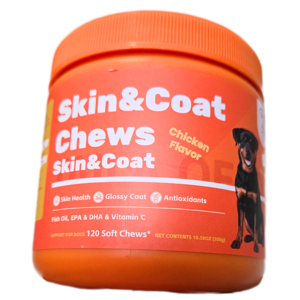 Dog Skin &amp; Coat Pet Chews, 100% Natural, For Skin Health, Chicken Flavor