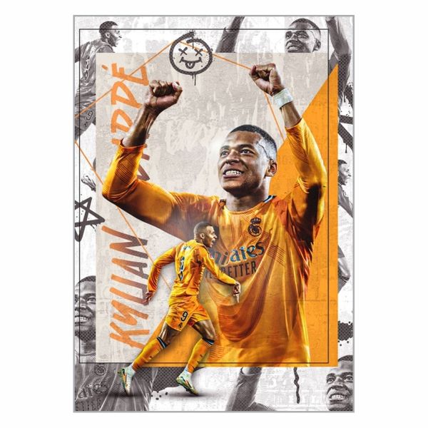 Kylian Mbappe Orange Poster - A1