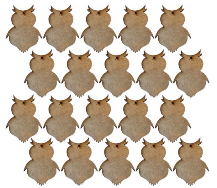 MDF Owl Keyring Blanks 7cm with 3mm Hole (3mm Blonde MDF)