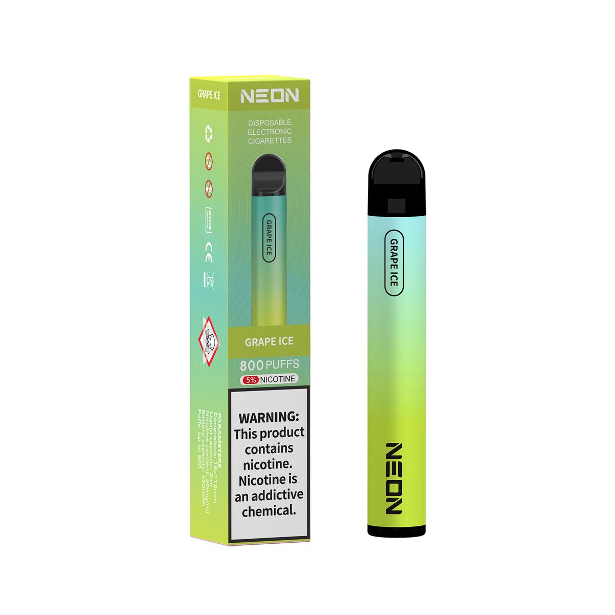 NEON Vapes Grape Ice 800 Puff 5% Nicotine 2ml Disposable Vape | Shop ...