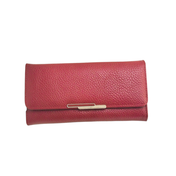 Elegant Crimson Soft PU Long Wallet- Red