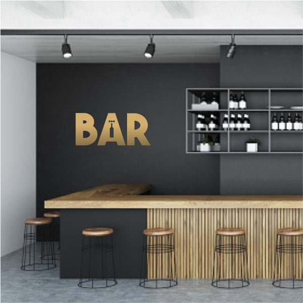 Home Bar Gold Wall Art Decal