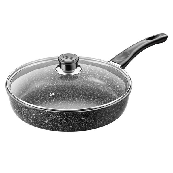 Fry Pan, Non Stick Fry Pan with Glass Lid 26cm - Black