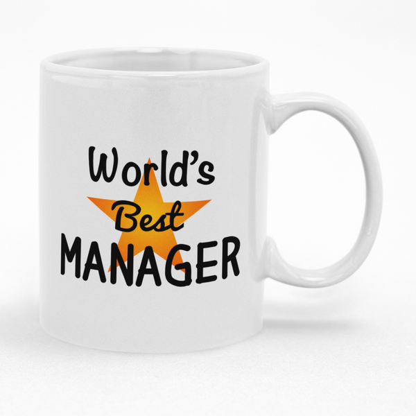 Worlds Best Manager Mug, Coffee Cup Gift Idea for Birthday or Christmas