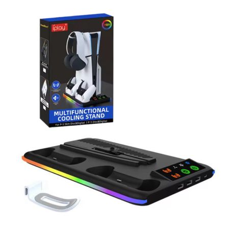 PS5 Multifunctional Cooling & Charging Stand with RGB Lighting Image