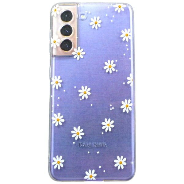 White Daisies Print Phone Case Compatible with Samsung S21- Transparent