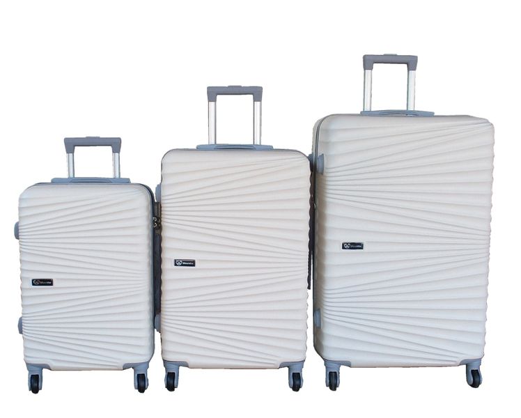 Mooistar 3-Piece ABS Hardshell Luggage Set,Cream White, 360 Spinner Wheels