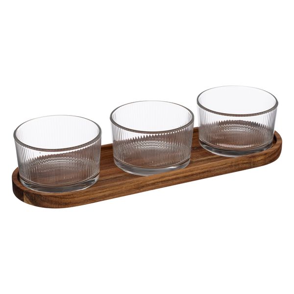 Secret De Gourmet 4 Piece Appetiser Set with Acacia Board