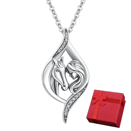 Cute & Elegant Love for Horses Pendant with Zirconia & Necklace - JO20 Image