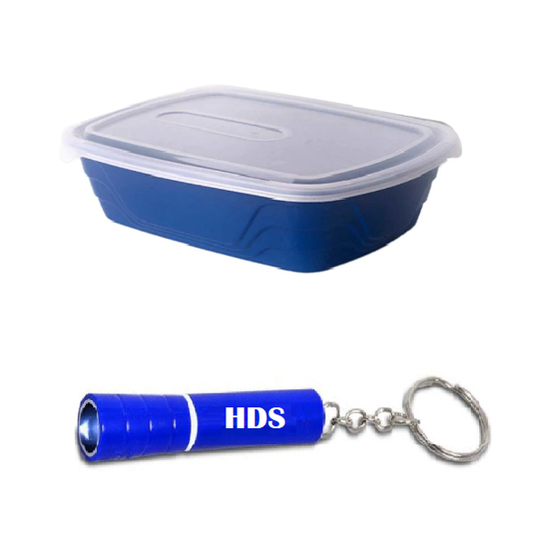Otima 600ml Snap-It Lunch Box - Pack of 4 - Dark Blue with HDS Torch