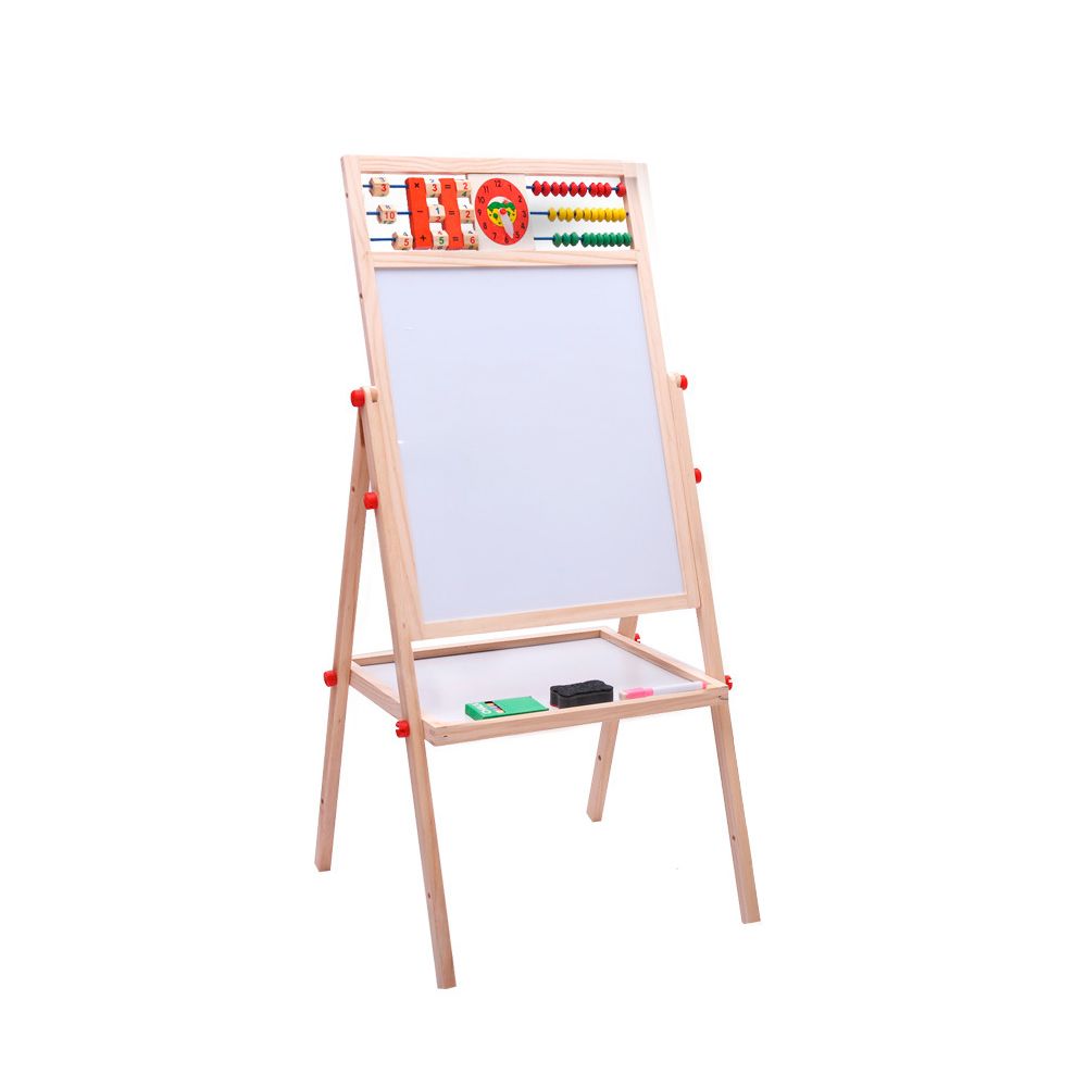 Double Side Educational Kids Easel White & Black Adjustable Drawing