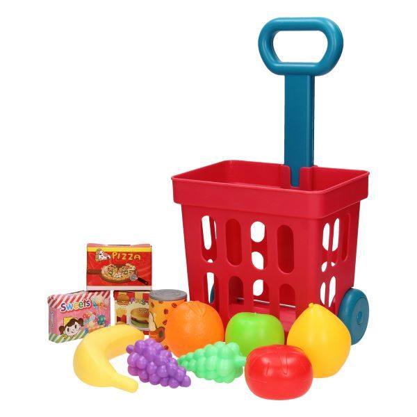Pretend Playset Basket Trolley With Items
