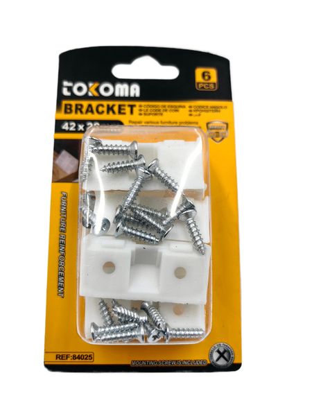 42×20mm Furniture Reinforcement Corner Bracket Pack of 6