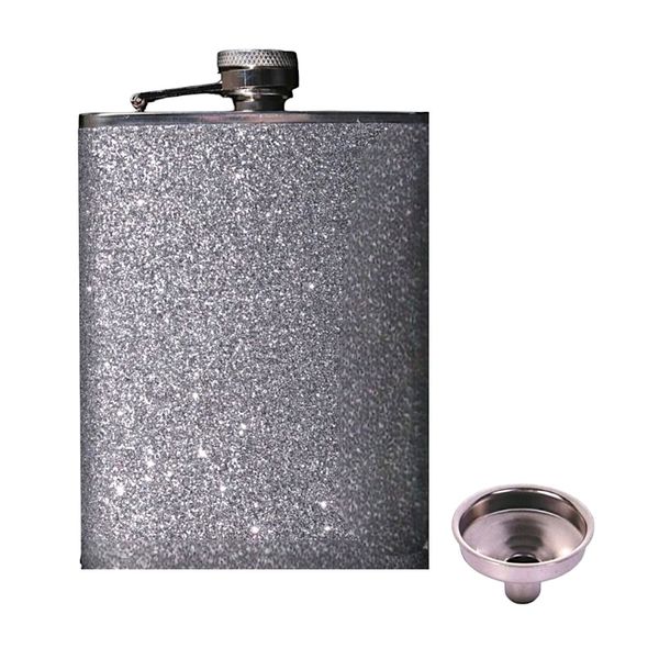 Stainless Steel Glitter Hip Flask - 240ml