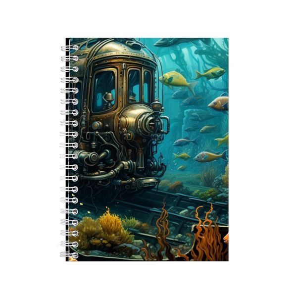 Train A5 Notebook Pad Ocean Blue Lovers Trendy Graphic Birthday Present 040