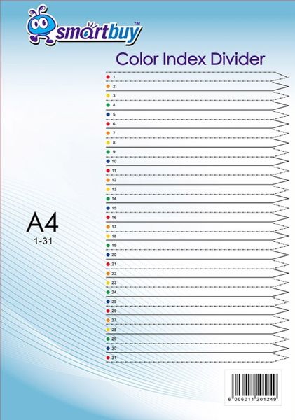 Smartbuy PVC Index Dividers 1-31 numbered (31TAB)