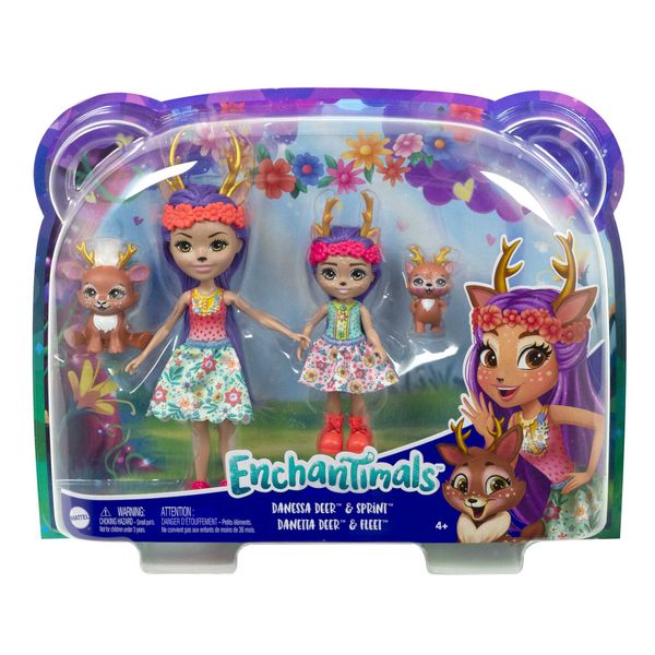 Enchantimals Danessa &amp; Danetta Deer Sister Dolls &amp; 2 Animal Figures