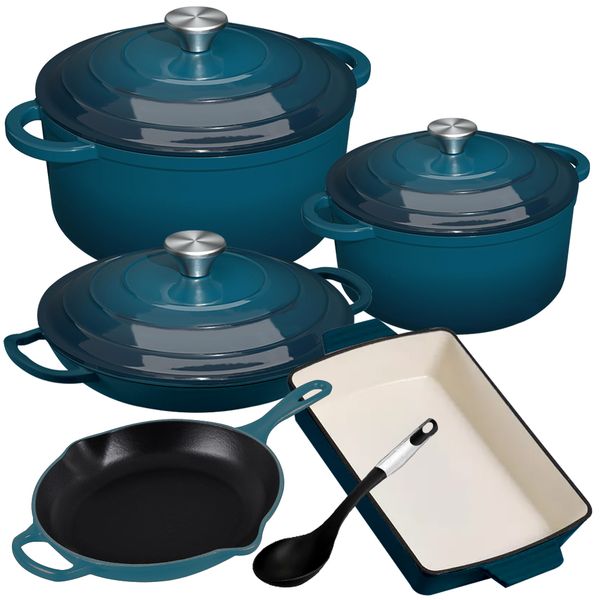 9 Piece Combo Set - Heavy Duty Premium Durability Cast Iron Cookware Set