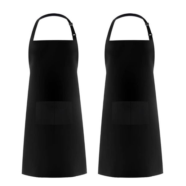 2 Pack Adjustable Bib Apron Waterdrop Resistant with 2 Pockets Cooking Chef