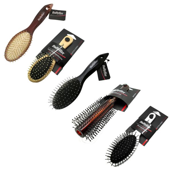 5 x BaByliss Assorted Bristle Massage Easy Detangle Hairbrushes