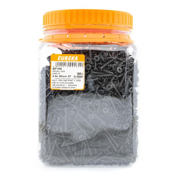 EUREKA Drywall Screw Coarse Thread T5 tip 3.9 x 30mm #7 Q:3000 BP198