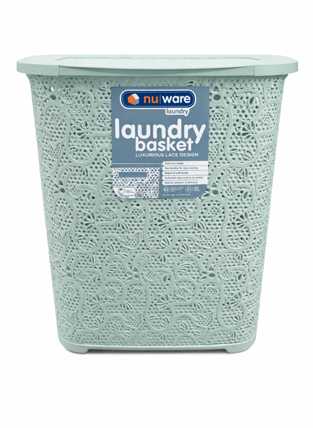 nuware - Elegant Lace Laundry Basket : 45Lt Sage Green