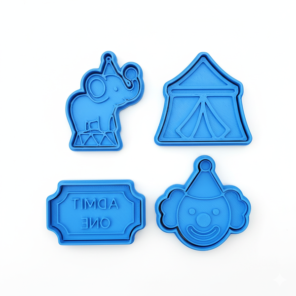 Circus Cookie Cutter &amp; Stamp Set - Mini 6cm 3D Printed Baking Set