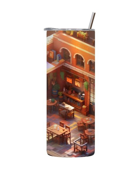 3D 20 Oz Tumbler with Lid and Straw Trendy Cafe Graphic Design Present 110