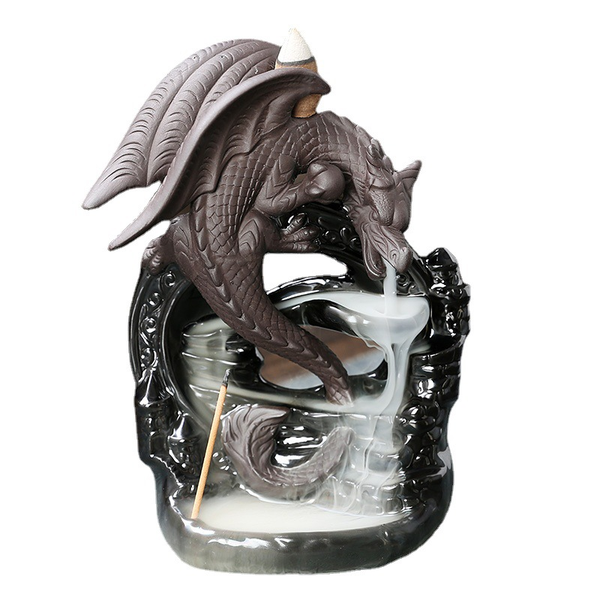 Winged Dragon Backflow Incense BurnerCeramic Waterfall Smoke Incense Holder