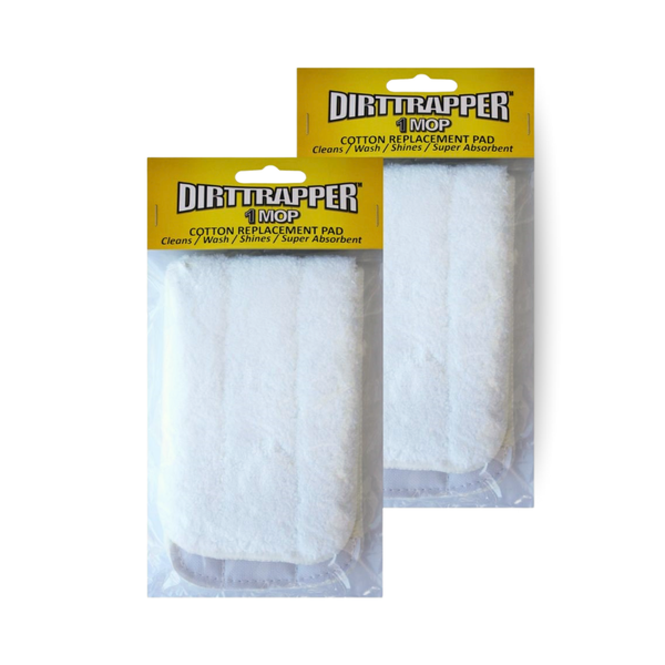 Dirttrapper 1 Mop Replacement Pads, 2-Pack, White, Washable &amp; Durable