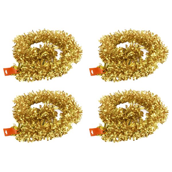 Metallic Gold Tinsel Garland (4-Pack)